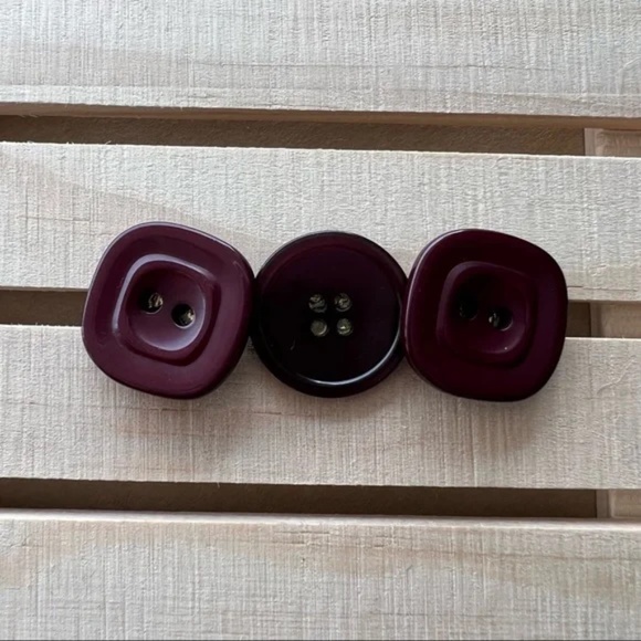 Plum Button Earrings - Picture 3 of 7
